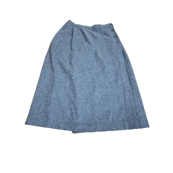 Vintage L.L. BEAN Gray Wool Blend Wrap Around Midi Lined Skirt Size 12 - Picture 1 of 9